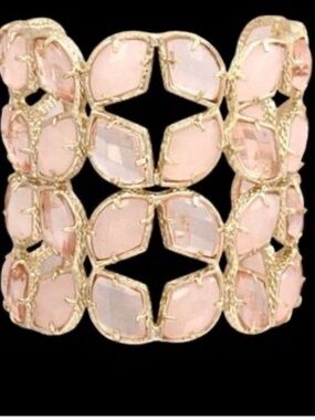 Vintage Kendra Scott Silver tone Pink Gemstone Statement Cuff Bracelet